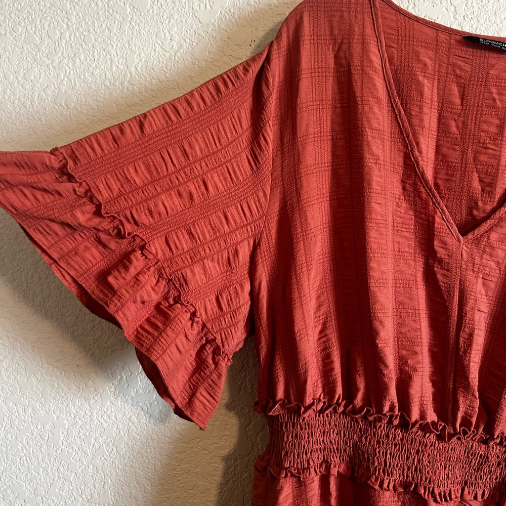 BloomChic Orange Red Tiered Ruffled Sundress - Picture 3 of 4